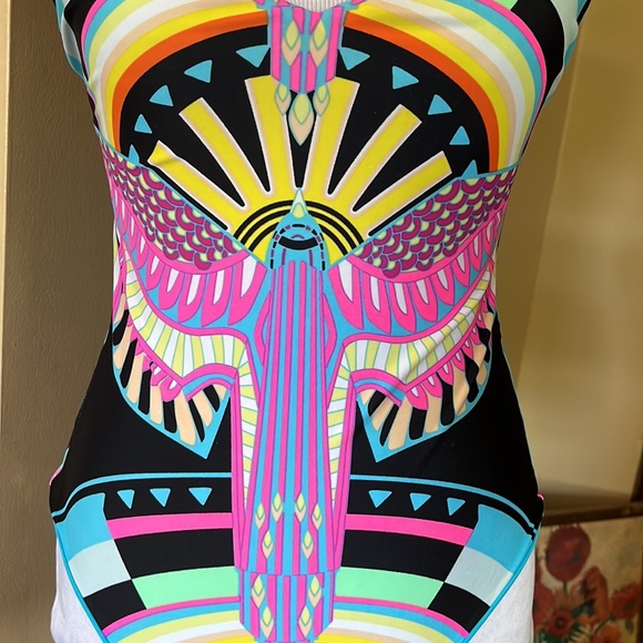MARA HOFFMAN Size Small Colorful Phoenix Bird Sun Goddess One-Piece Swim $228 - Picture 15 of 16